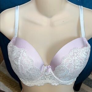Victoria's Secret Lace Overlay Bra - Lavender and White - 34DD